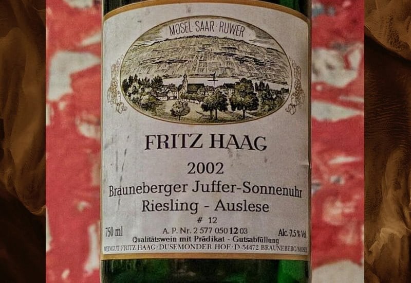 2002 Fritz Haag Brauneberger Juffer Sonnenuhr Riesling Auslese Goldkapsel Fuder 13, Mosel