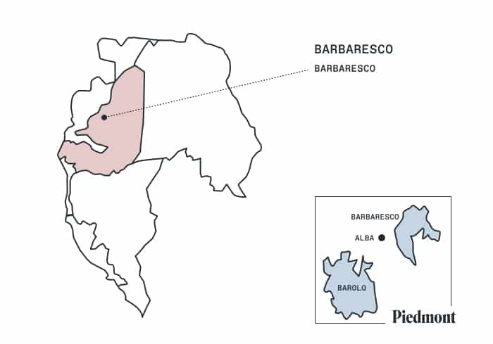 45% of Barbaresco wine production is done in the vineyards around the town of Barbaresco. Wines from this region are light-bodied, light-hued, aromatic, and structured.