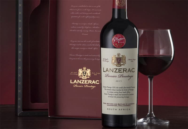 An intense Pinotage wine by Lanzerac, this South African wine is admired for its leather and smoke aromas.