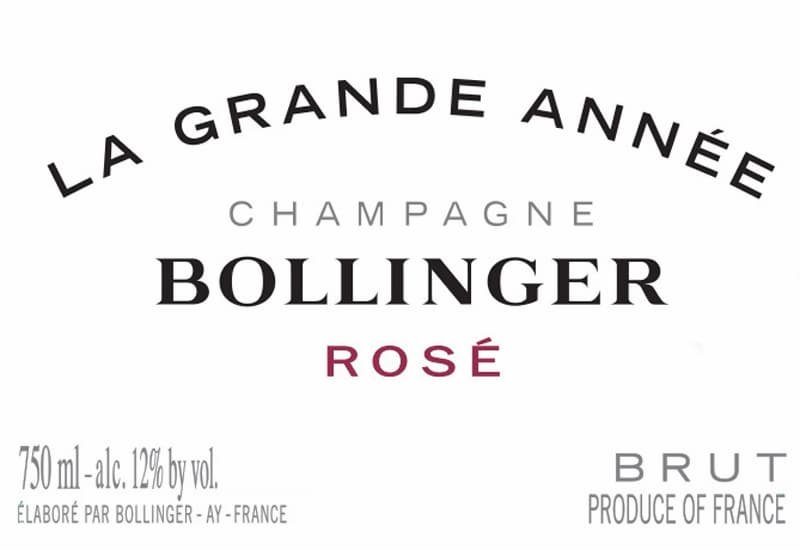 This fine Bollinger La Grande Annee Rose is derived from the La Côte aux Enfants Pinot Noir. It has lovely aromas of black fruits and notes of citrus