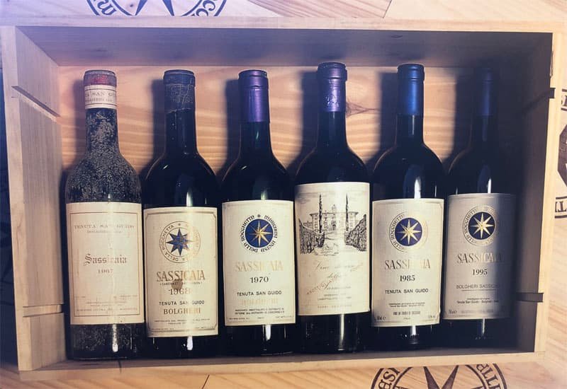 Assorted bottles of Sassicaia: Tenuta San Guido Sassicaia Bolgheri 1968 