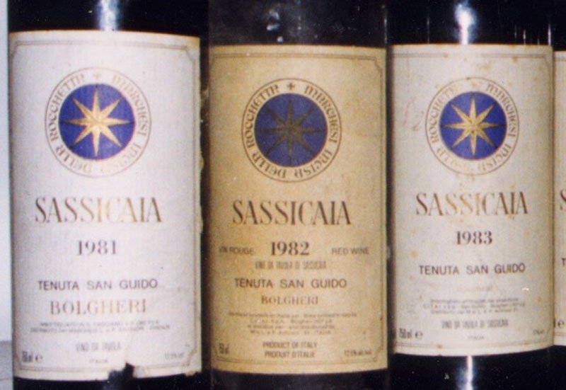 Sassicaia wine bottles: Tenuta San Guido Sassicaia Bolgheri 1982