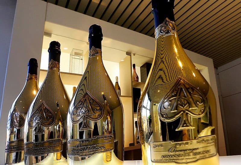 Bottles of Armand de Brignac Ace of Spades Gold Brut Champagne