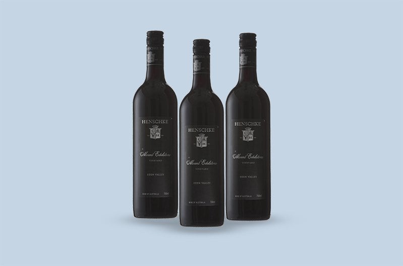 The 2003 Henschke Mount Edelstone Shiraz’s nose gives off layered notes of herbs, spice, blueberries, and stone fruit with a touch of cedar.