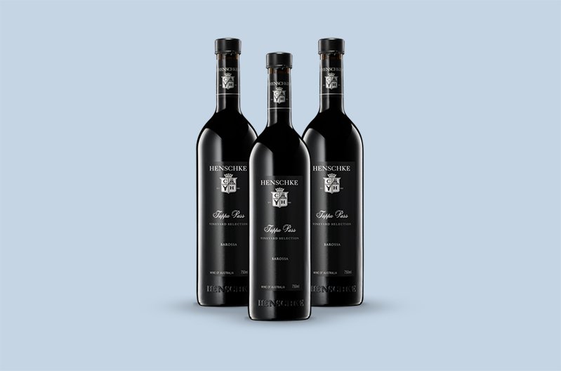 This 2015 Henschke Tappa Pass Shiraz wine displays a deep crimson color with purple hues.