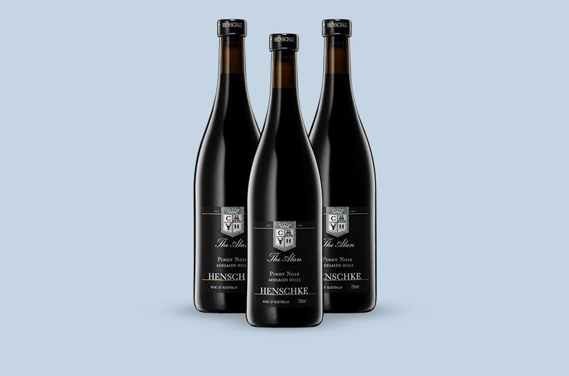 This 2013 Henschke Lenswood The Alan Reserve Pinot Noir red wine from Australia has spicy fruit aromas of black cherry, red currant, forest fruits, and raspberry.
