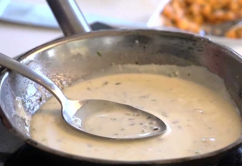 Adding a little cream to your Beurre Blanc after reducing the white wine and white wine vinegar can help ensure the butter sauce doesn’t split.