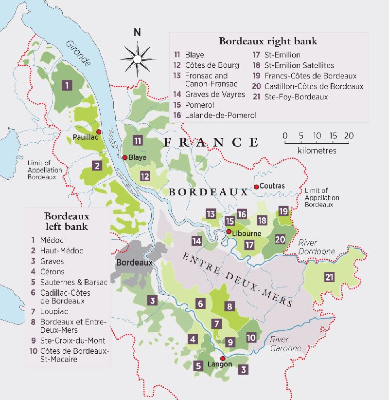 Bordeaux wine region map