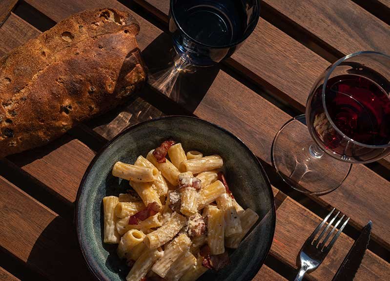 Russian River Valley Pinot Noir with Carbonara