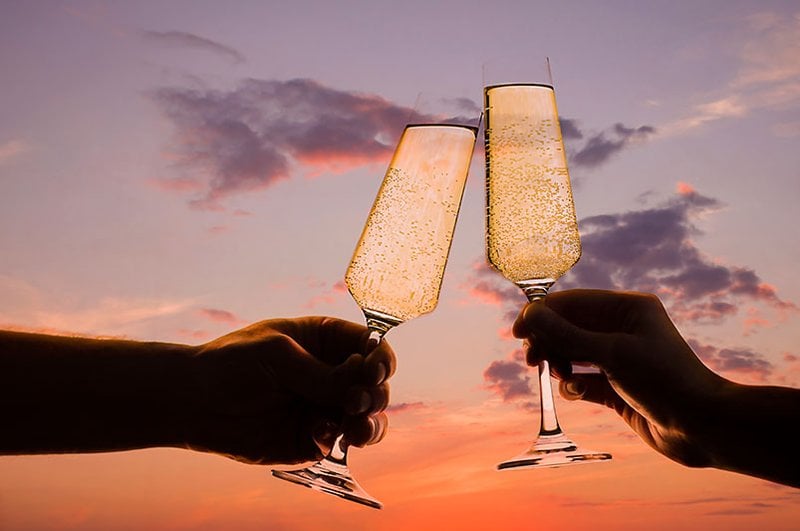 Sweet Sparkling Wine at sunset