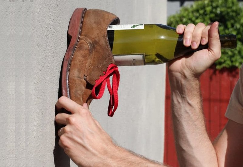 How To Open A Wine Bottle : The Shoe Method