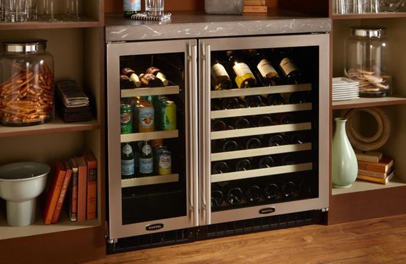 These are usually dual zone storage systems, where you can store beverages (beer, soda, etc.) and wine bottles in separate compartments side-by-side. 