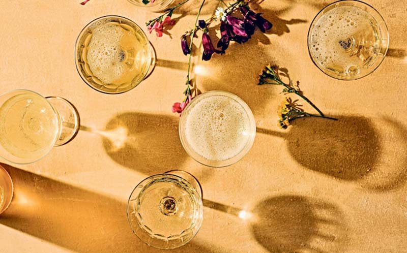 Sparkling wine in coupe glasses