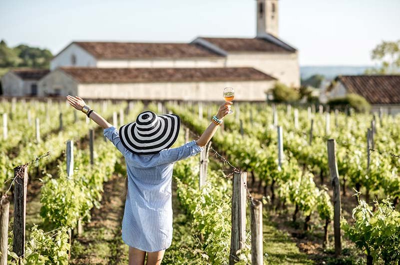 Woman enjoying Bordeaux Wine Region