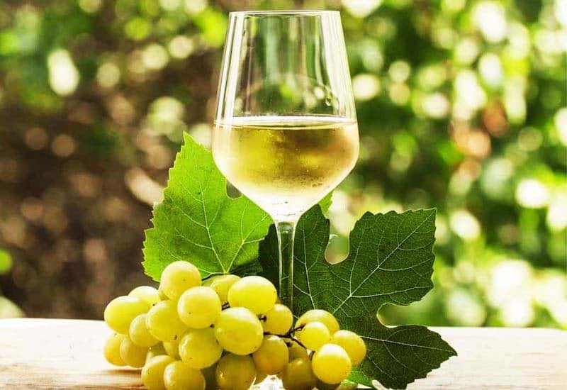 Dry Riesling with grapes