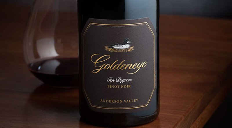 Goldeneye Ten Degrees Pinot Noir, Anderson Valley, California, produced by Duckhorn wine.