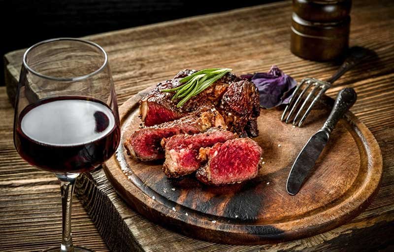 Steak food pairing with Harlan Estate wine.