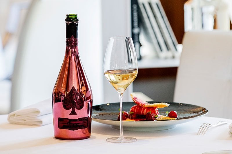 Armand de Brignac Pink Champagne paired with food.