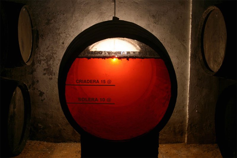 Solera aging process of Sherry winemaking.