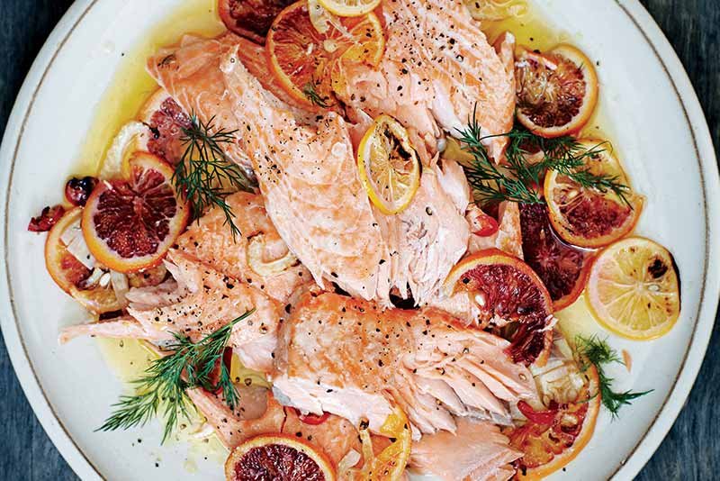 Pairing wine with slow cooked salmon.